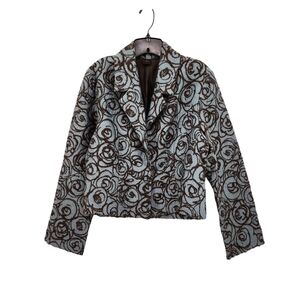 Ohm Women's Vintage Embroidered Button Front Blazer Jacket - L